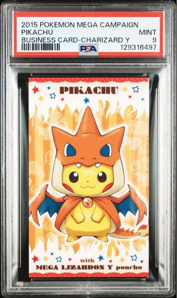 Business Card Pikachu Poncho Mega Charizard Y PSA 9